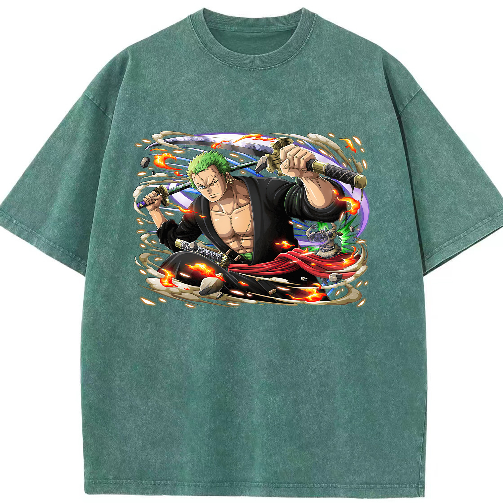 ワンピース ロロノア・ゾロ ONE PIECE Roronoa Zoro 綿100% ヴィンテージ風 半袖Tシャツ（フロントプリント）